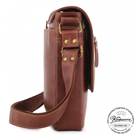  Мужская кожаная сумка "Вильнюс" (коньяк) 